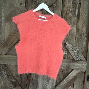 CATHRINE Hammel  ALPACA VEST WOMENS SOFT ORANGE PINK MEDIUM M